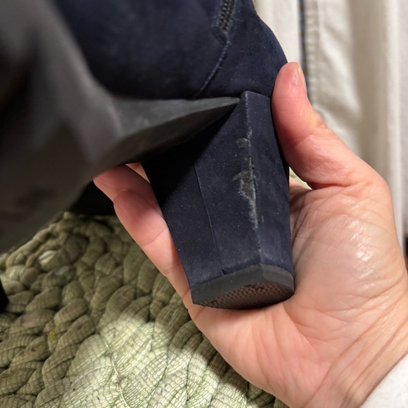 Arche Navy Blue Nubuck Black Snap Block Heel Mid Calf Boots - Picture 11 of 12